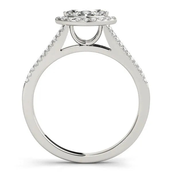 White gold Pave Split Shank Halo Marquise Cut Prong Set Ring