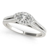 White gold Pave Split Shank Halo Marquise Cut Prong Set Ring