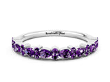 White gold Pear & Round Amethyst Wedding Band_6