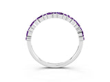 White gold Pear & Round Amethyst Wedding Band_9