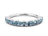 White gold Pear & Round Aquamarine Wedding Band_6