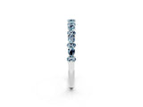 White gold Pear & Round Aquamarine Wedding Band_8