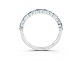 White gold Pear & Round Aquamarine Wedding Band_9