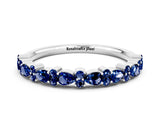 White gold Pear & Round Blue Sapphire Wedding Band_6