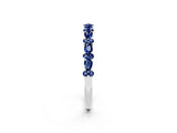 White gold Pear & Round Blue Sapphire Wedding Band_8