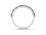 White gold Pear & Round Blue Sapphire Wedding Band_9