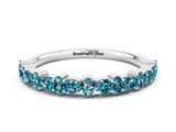White gold Pear & Round Blue Topaz Wedding Band_6