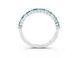 White gold Pear & Round Blue Topaz Wedding Band_9