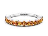 White gold Pear & Round Citrine Wedding Band_6