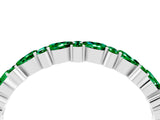 White gold Pear & Round Emerald Wedding Band_10