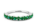 White gold Pear & Round Emerald Wedding Band_6