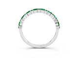 White gold Pear & Round Emerald Wedding Band_9