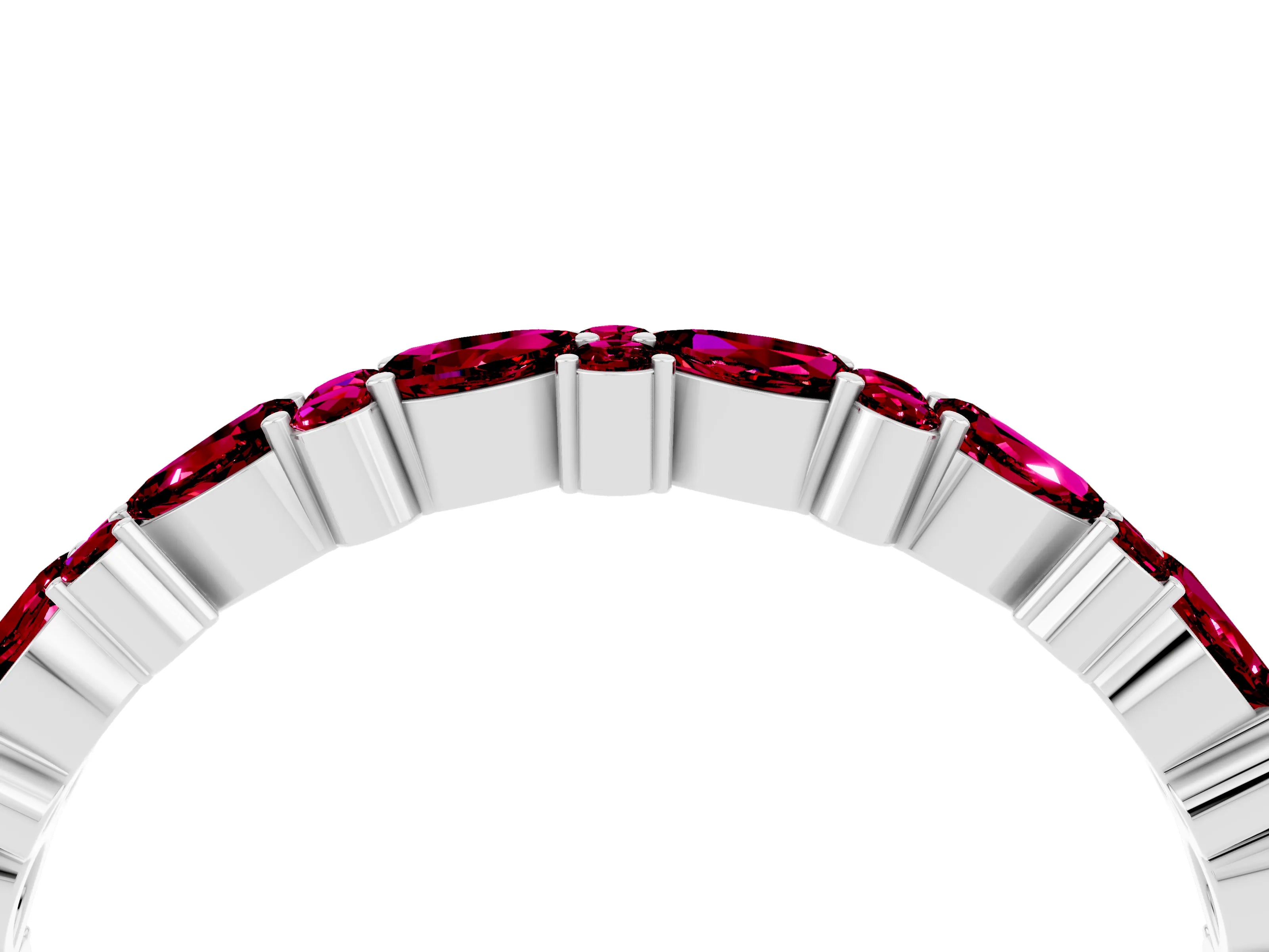 White gold Pear & Round Garnet Wedding Band_10