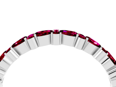 White gold Pear & Round Garnet Wedding Band_10