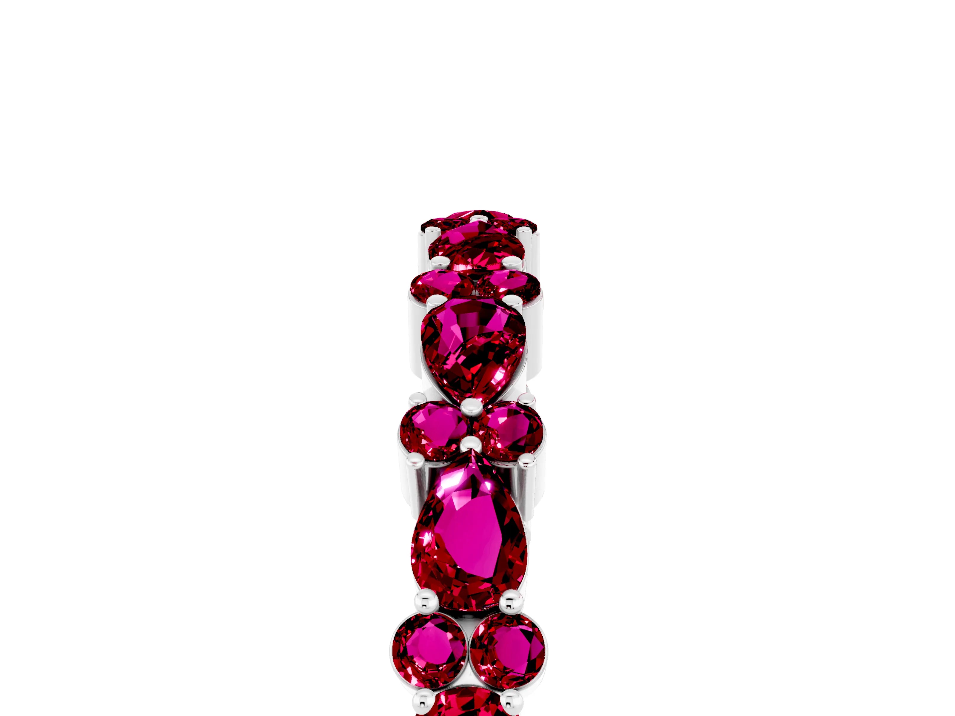 White gold Pear & Round Garnet Wedding Band_11