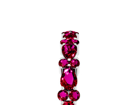White gold Pear & Round Garnet Wedding Band_11