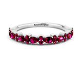 White gold Pear & Round Garnet Wedding Band_6