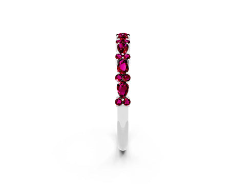 White gold Pear & Round Garnet Wedding Band_8