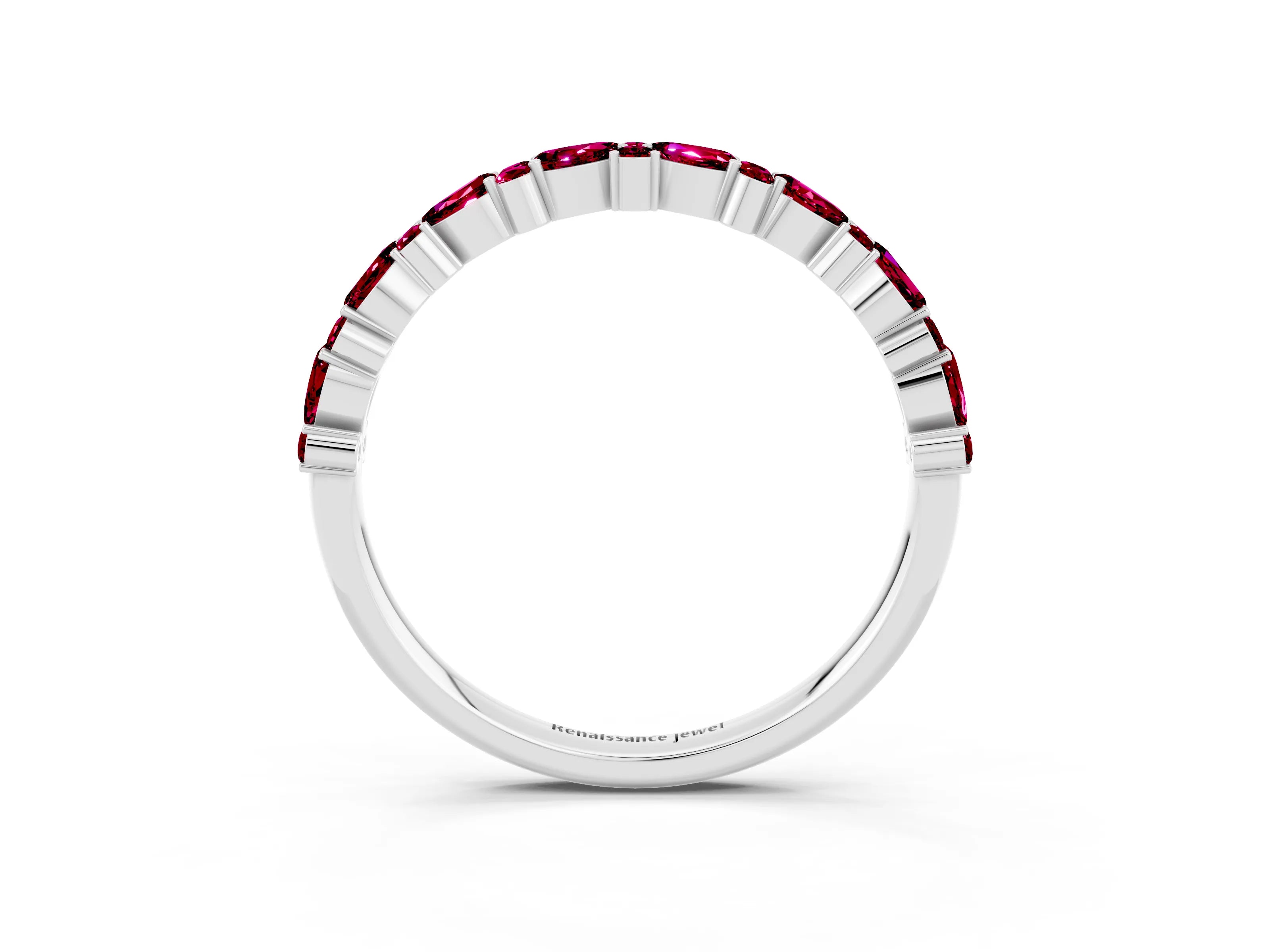 White gold Pear & Round Garnet Wedding Band_9