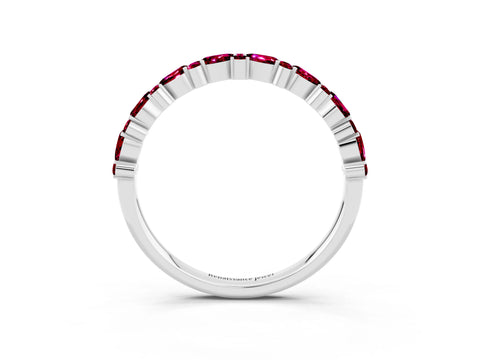 White gold Pear & Round Garnet Wedding Band_9