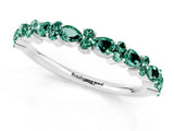 White gold Pear & Round Green Sapphire Wedding Band_7