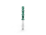 White gold Pear & Round Green Sapphire Wedding Band_8
