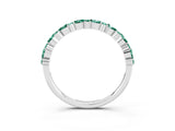 White gold Pear & Round Green Sapphire Wedding Band_9