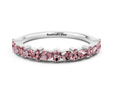 White gold Pear & Round Morganite Wedding Band_6