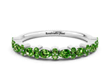White gold Pear & Round Peridot Wedding Band_6