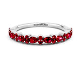 White gold Pear & Round Ruby Wedding Band_6