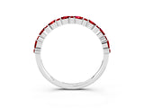 White gold Pear & Round Ruby Wedding Band_9