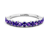 White gold Pear & Round Tanzanite Wedding Band_6