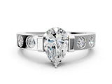 White gold Pear Brilliant Channel-Set Diamond Ring with Bezel Prong Setting_6