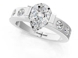 White gold Pear Brilliant Channel-Set Diamond Ring with Bezel Prong Setting_7