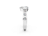 White gold Pear Brilliant Channel-Set Diamond Ring with Bezel Prong Setting_8