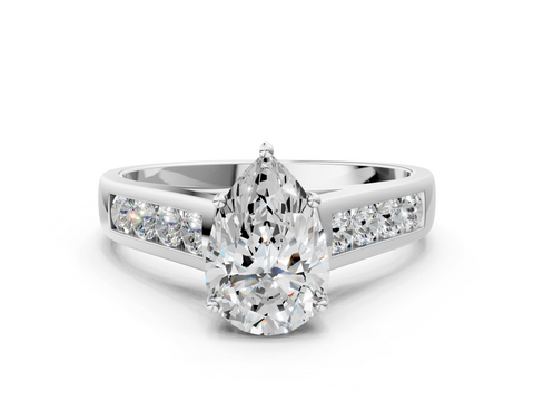 White gold Pear Brilliant Channel-Set Solitaire Ring with Four-Prong Setting_20