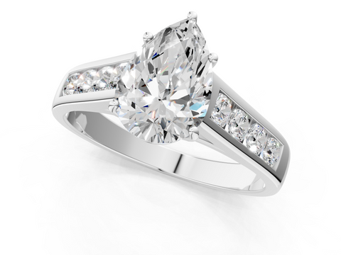 White gold Pear Brilliant Channel-Set Solitaire Ring with Four-Prong Setting_21