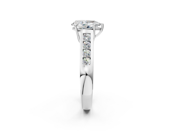 Platinum Pear Brilliant Channel-Set Solitaire Ring with Four-Prong Setting