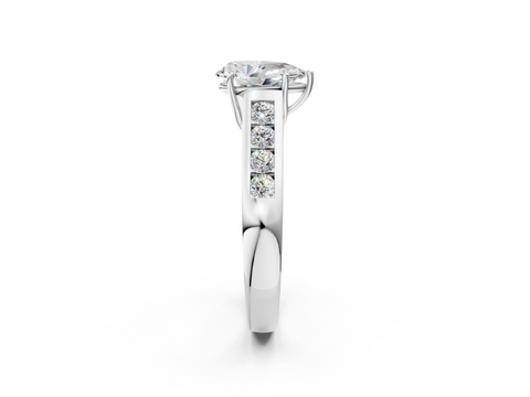 White gold Pear Brilliant Channel-Set Solitaire Ring with Four-Prong Setting_22