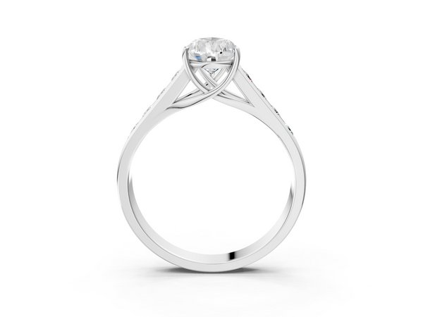 Platinum Pear Brilliant Channel-Set Solitaire Ring with Four-Prong Setting
