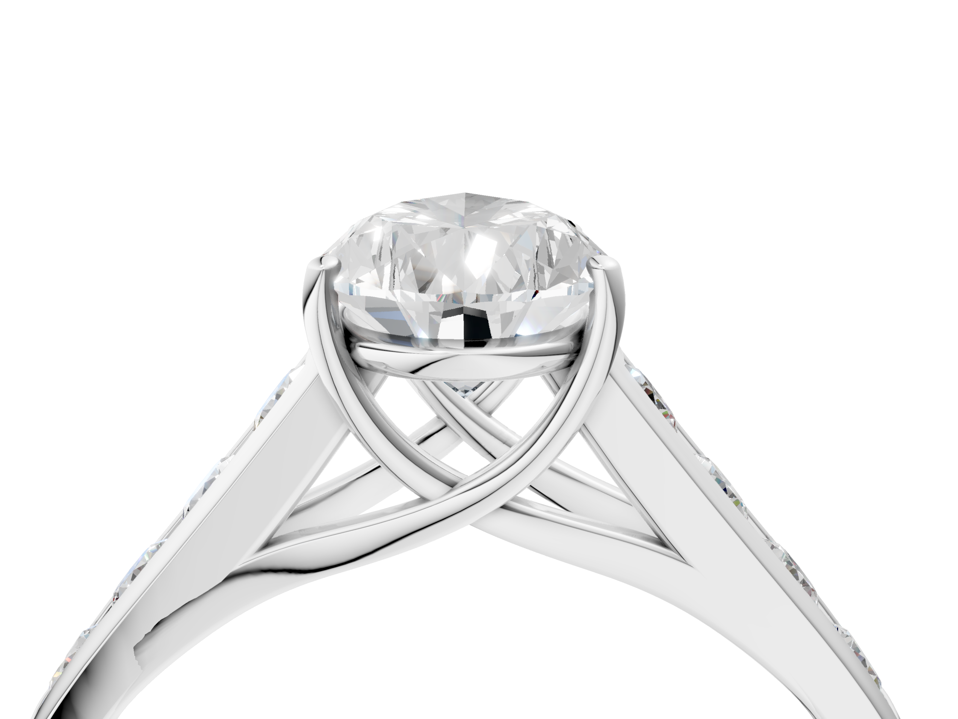 White gold Pear Brilliant Channel-Set Solitaire Ring with Four-Prong Setting_24