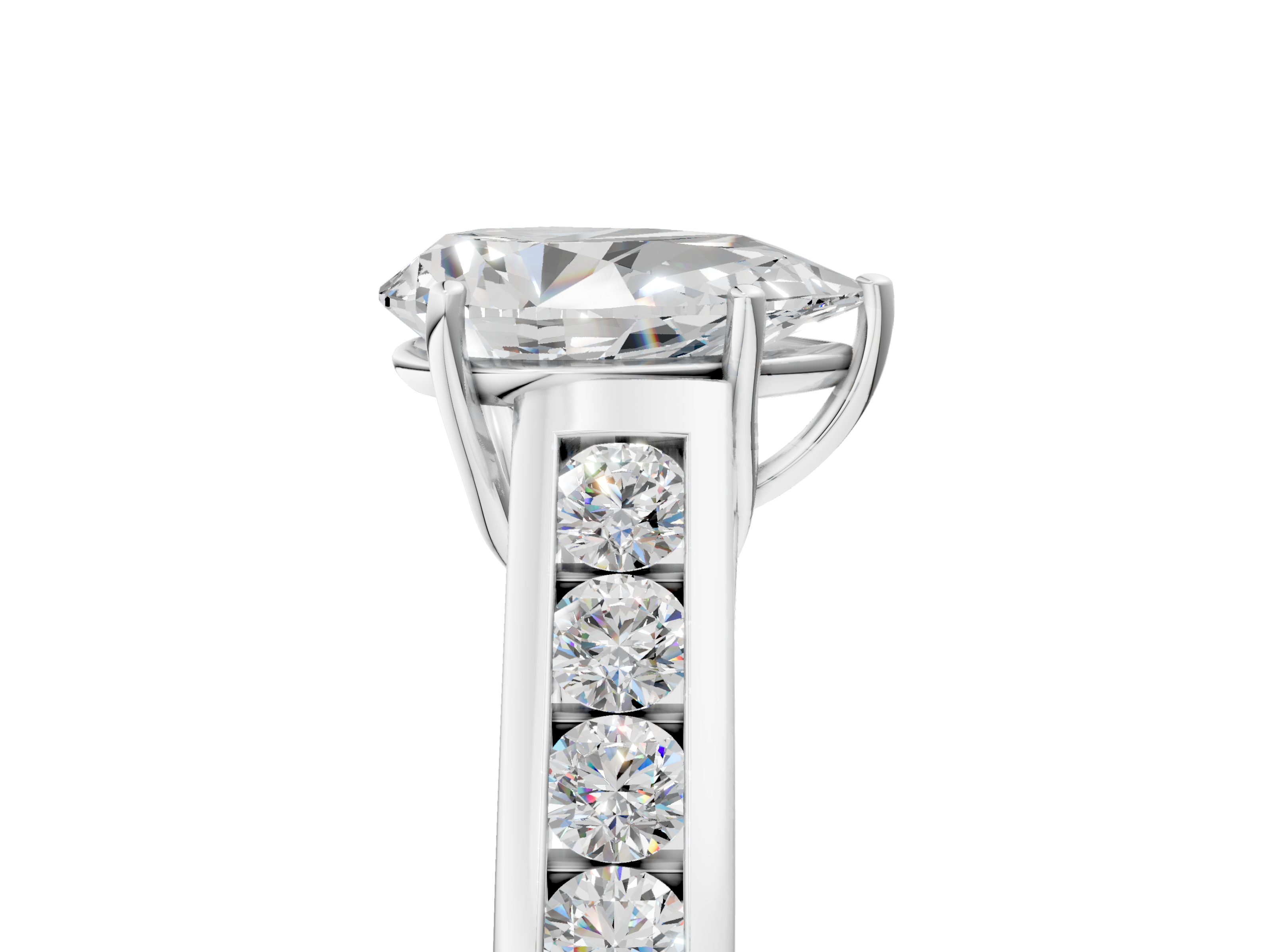 White gold Pear Brilliant Channel-Set Solitaire Ring with Four-Prong Setting_25