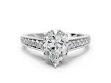White gold Pear Brilliant Cut Diamond Engagement Ring with Pavé Band and Four-Prong Setting_84