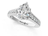 White gold Pear Brilliant Cut Diamond Engagement Ring with Pavé Band and Four-Prong Setting_85