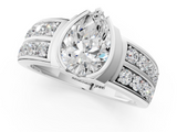 White gold Pear Brilliant Diamond Channel Set Wide Band Ring with Bezel Setting_55