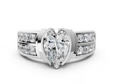 White gold Pear Brilliant Diamond Channel Set Wide Band Ring with Bezel Setting_56