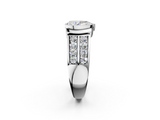 White gold Pear Brilliant Diamond Channel Set Wide Band Ring with Bezel Setting_58