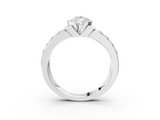 White gold Pear Brilliant Diamond Channel Set Wide Band Ring with Bezel Setting_58