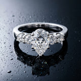 White gold Pear Brilliant Diamond Five-Stone Engagement Ring with Prong Setting on a Classic Band_15