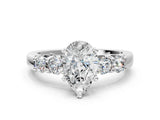 White gold Pear Brilliant Diamond Five-Stone Engagement Ring with Prong Setting on a Classic Band_39